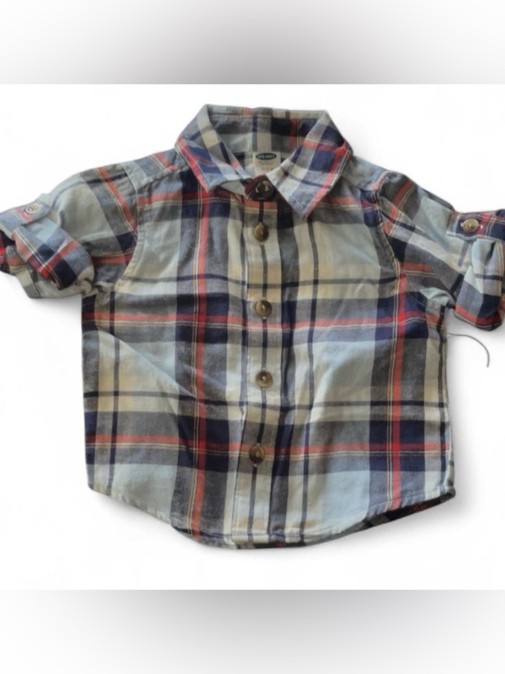 Old Navy Boys Plaid Button-Down Shirt - Blue, Red & Cream